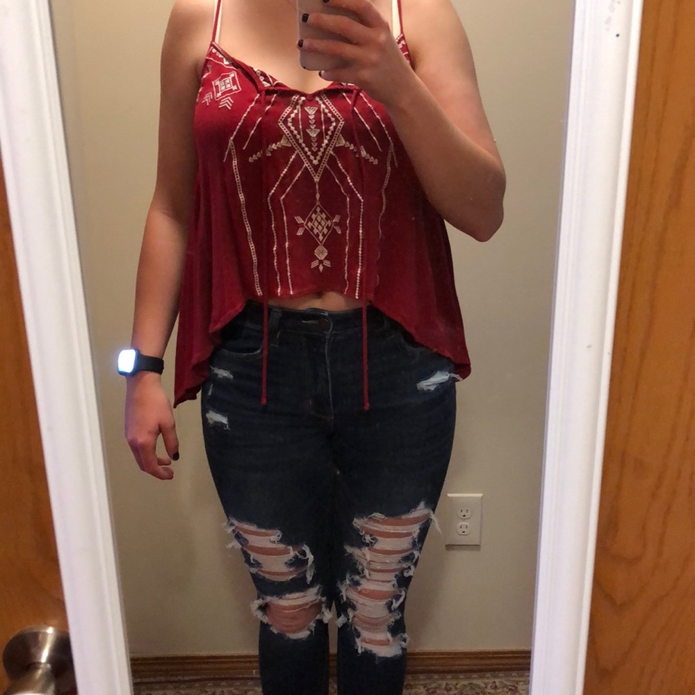 Red crop tank